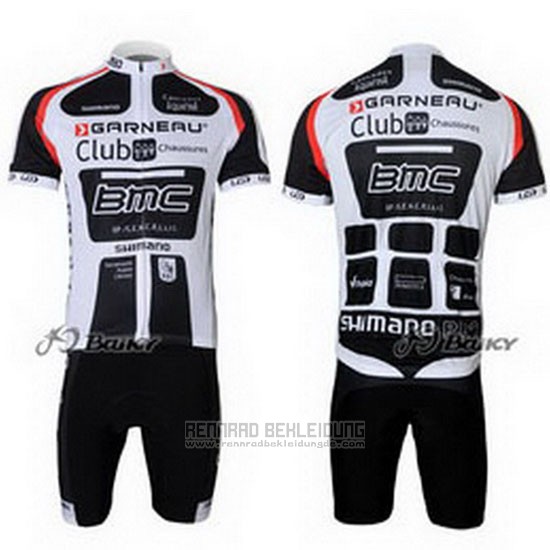 2011 Fahrradbekleidung BMC Wei und Shwarz Trikot Kurzarm und Tragerhose